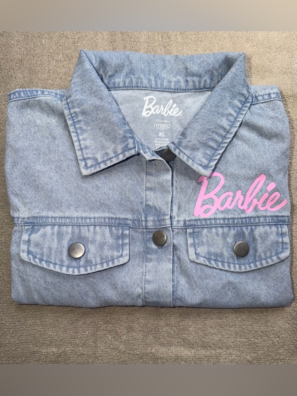 Barbie Light Blue Denim Shirt with Pink Logo - Picture 9 of 9